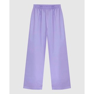 Calça Wide Leg Feminina Cós Elástico Em Tricoline