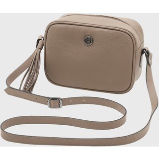 Bolsa Transversal de Couro Mariart Titânio New Bege