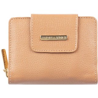 Carteira feminina de couro liso Lolla 10x13cm - Bege