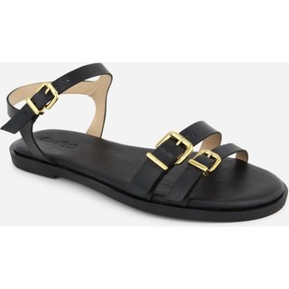 Rasteira Couro Maria Paula Rasteirinha Fivela Preto