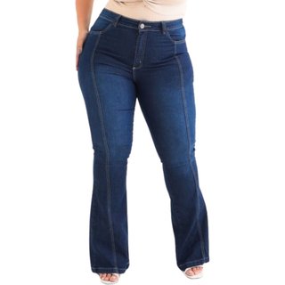 Calça Feminina Flare Jeans Plus Size com Nervura Damaris Alleppo Jeans