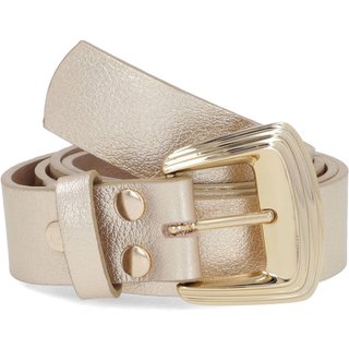 Cinto Couro Metalizado Ouro Light Fivela