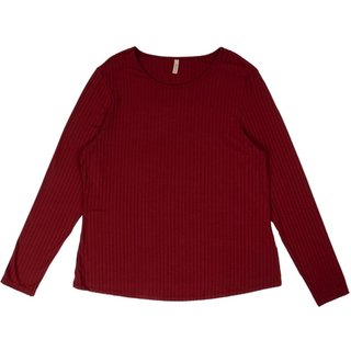 Blusa Feminina Cativa Plus Size Manga Longa Canelada Bordô