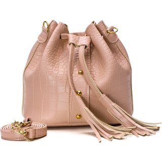 Bolsa Feminina Transversal Saco Star Shop Croco Nude