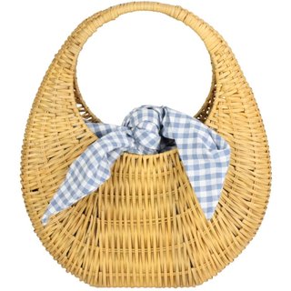 Bolsa Crisfael Palha Trançada Azul - Philippa