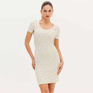 Vestido Curto Easy Lança Perfume Decote U Ve26 Bege Feminino