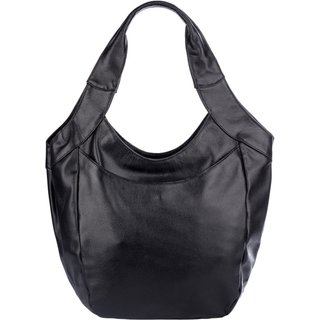 Bolsa saco grande de couro liso Cíntia - Preto