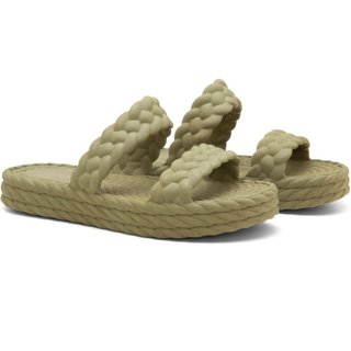 Chinelo Feminino Flat Anna Andrade Plataforma Slide Casual Sandália Leve Tendência Verde Militar