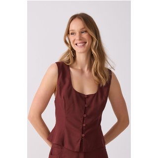 Colete Feminino Dress To Decote Quadrado Vinho