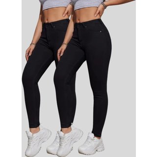 Kit 2 Calça Jeans Feminina Tex Jeans Cintura Alta Skinny com Elastano Preta