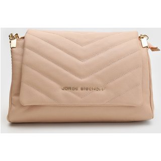 Bolsa Feminina Jorge Bischoff Chevron Nude