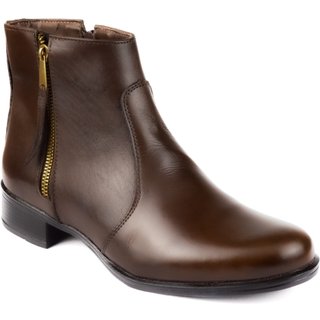 Bota Feminina Cano Curto Leve Confortável Coturno Estilo Casual Moderno Tratorado Marrom