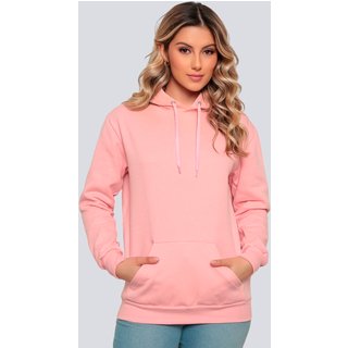 Moletom Liso Feminino Flanelado Blusa de Frio Canguru Rosa