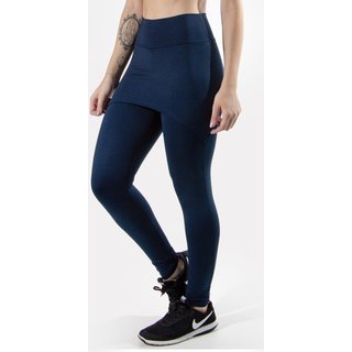 Calça 4 Estações Legging Saia Lisa Feminino Academia Fitness Malhar Azul Marinho