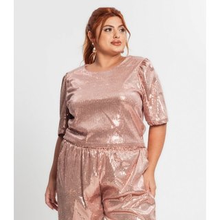 Blusa Feminina Plus Size Em Paetê Secret Glam Unica