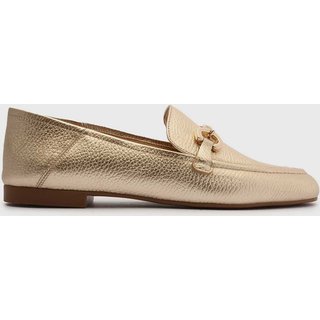 Mocassim Arezzo Metalizado Platino Dourado