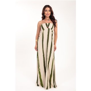 Vestido longo Ícone Fashion Aura Tomara que Caia estampa Listrada Jardim Linear Reveillon Praia