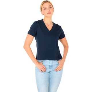 Camiseta Pima V iuseu feminina MARINHO