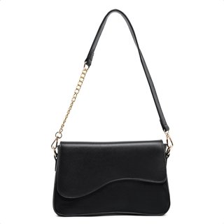 Bolsa Transversal Baguete Tendencia Couro De Ombro Social - Preto