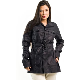 Jaqueta Restrito Jeans Parka Resinada com Botões - Preto