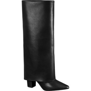 Bota Capa Feminina GiGiL Cano Longo Salto Alto Bloco Bico Fino Elegante Preto