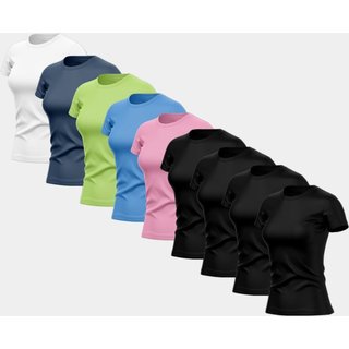 Kit 9 Camisetas Manga Curta Feminina Dry Básica Lisa Proteção Solar UV Térmica Blusa Academia Esporte Camisa