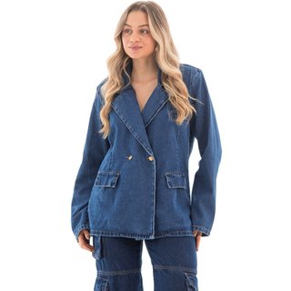 Blazer Jeans Feminino Arauto Oversized Com Ombreira