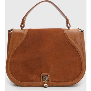 Bolsa Média Feminina Jorge Bischoff Acabamento Camurçado Caramelo