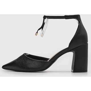Scarpin Feminino cê Salto Bloco Amarração Preto
