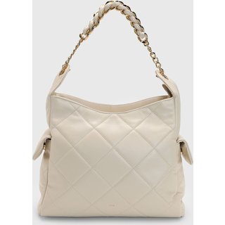 Bolsa Feminina Arezzo Matelassê Alça Corrente Dourada Off-White