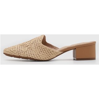 Scarpin Feminino Modare Salto Bloco Textura Tramado Bege