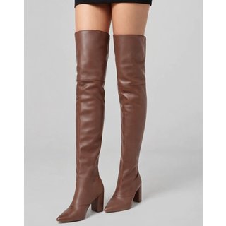 Bota Over 2 em 1 Feminina Salto Alto e Grosso 1822 Floter Cacau