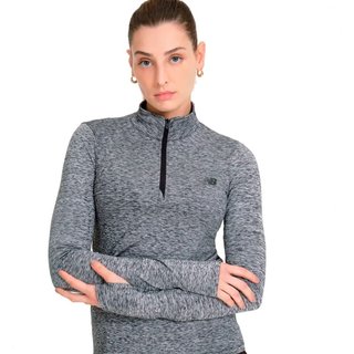 Blusa Feminina New Balance Zíper Dry Sport Cinza