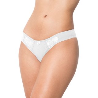 Tanga de Cotton Gabi Lingerie Calcinha Algodão Moda Íntima com Detalhes Rendados Branco