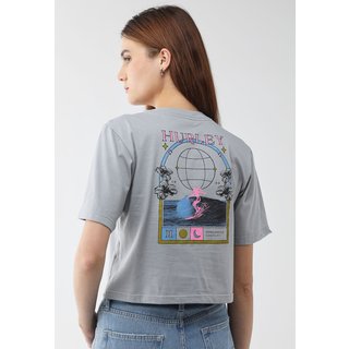 Camiseta Feminina Hurley Silk Portrait Cinza Claro