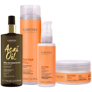 Kit Cadiveu Professional Bye Bye Frizz Shampoo Leave-in Máscara e Açaí Oil 110 (4 produtos)