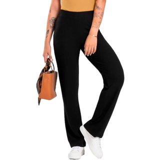 Calça Feminina Cativa Pantalona Canelada Texturizada Preto
