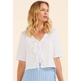 Blusa Feminina Com Laços Frontais Marialícia Branco