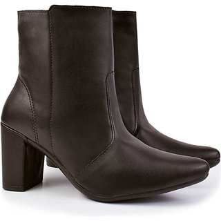 Bota bico fino salto fashion confortável OLZZY Preto
