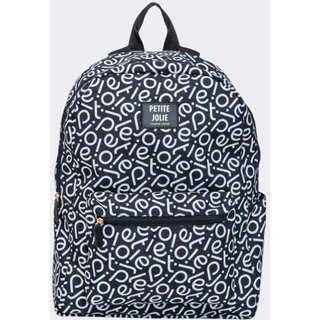 Mochila Feminina Logo PJ Preto Branco Petite Jolie PJ11055II