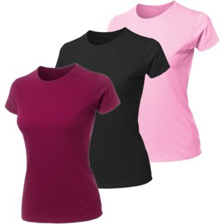 Kit 3 Camisetas T-Shirts Femininas Algodão Básicas Lisas