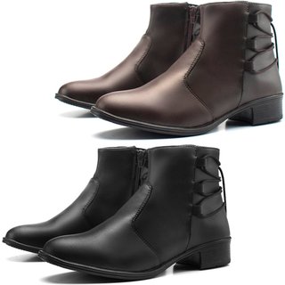 Kit 2 Bota Épico Cano Curto Salto Baixo Com Zíper Preto