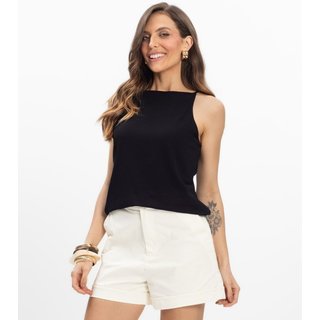 Blusa de Alça Visco Maquinetada Feminina Endless Preto