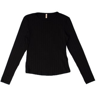 Blusa Feminina Cativa Manga Longa Canelada Preto