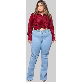 Camisa Jaqueta Feminina Sarja Cropped Over Vermelho Razon Jeans