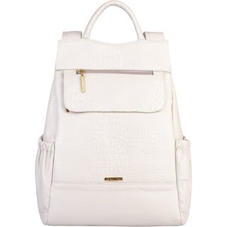 Mochila antifurto de couro croco Suelen - Marfim