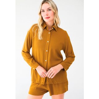 Conjunto De Linho Levosch Camisa e Shorts Mostarda