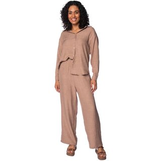 Conjunto Feminino Pellini Camisa e Calça Wide Leg Cappuccino