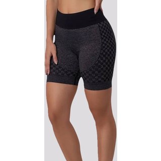 Shorts Quadriculado Selene Sem Costura Feminino Preto