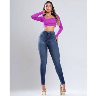 Calça Jeans Skinny Feminina Cintura Alta 24867 Escura Consciência